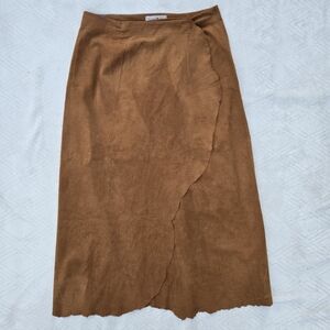 Vintage Barbara Shara Lubbock Texas Genuine Suede Wrap Skirt Western Sz L/XL
